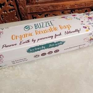 NWT Unopened 4 Pack Buzzee Organic Reusable GOTS 100% Organic Cotton bags